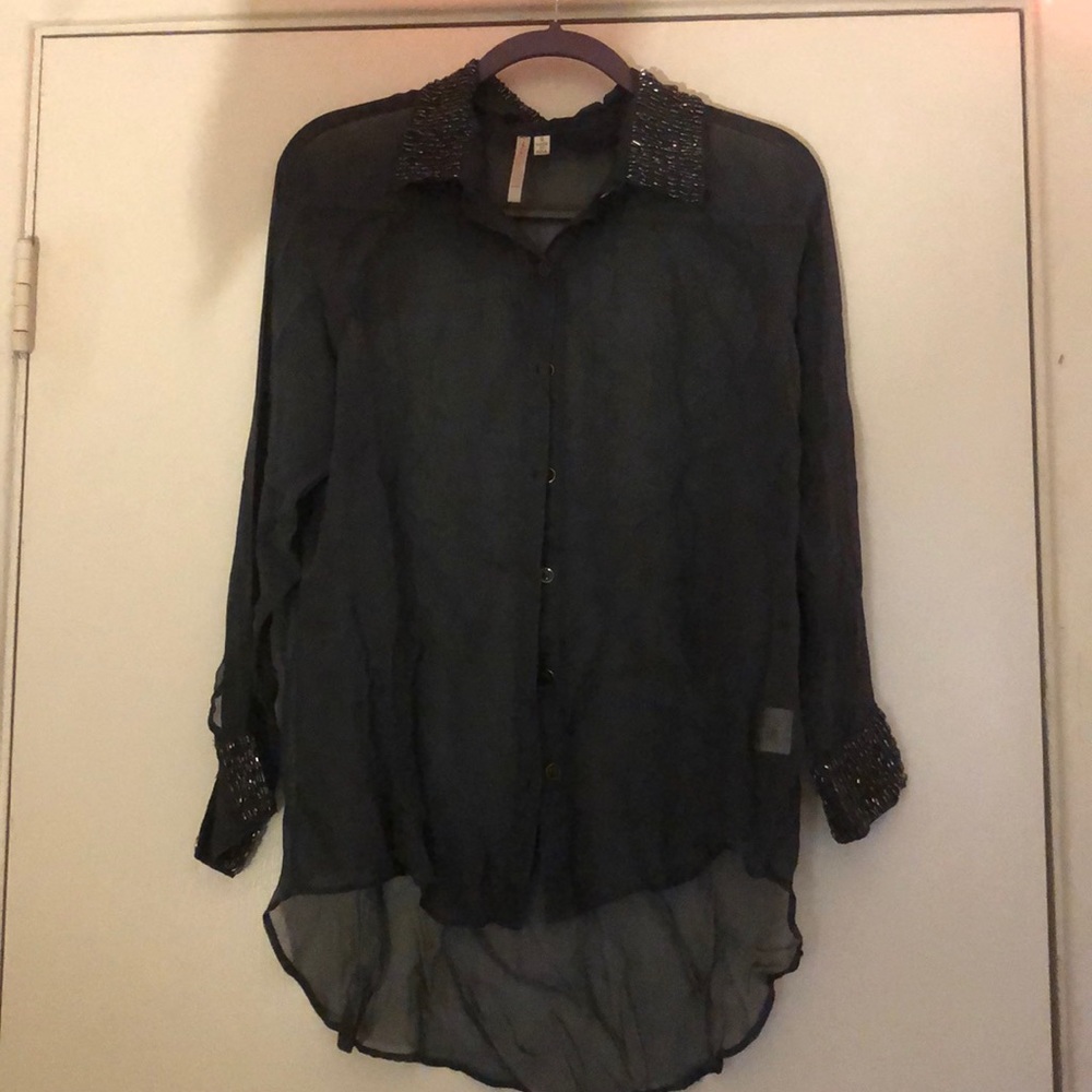 Sheer button down blouse